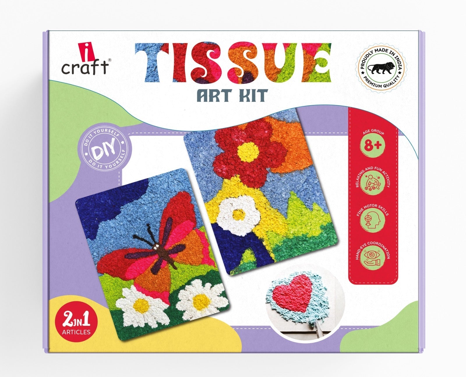 iCraft DIY Tissue Art Kit for Kids - Paint, Glue & Create iCraft