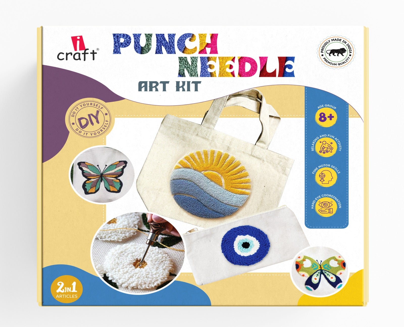 iCraft Punch Needle DIY Kit - Tote Bag Embroidery for Kids iCraft
