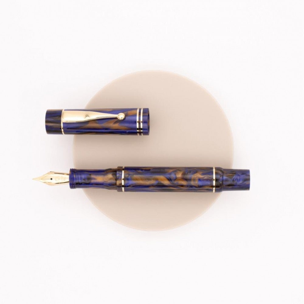 Gioia | Alleria | Fountain Pen | Crepuscola Blue-Brown | Gold Trims Gioia