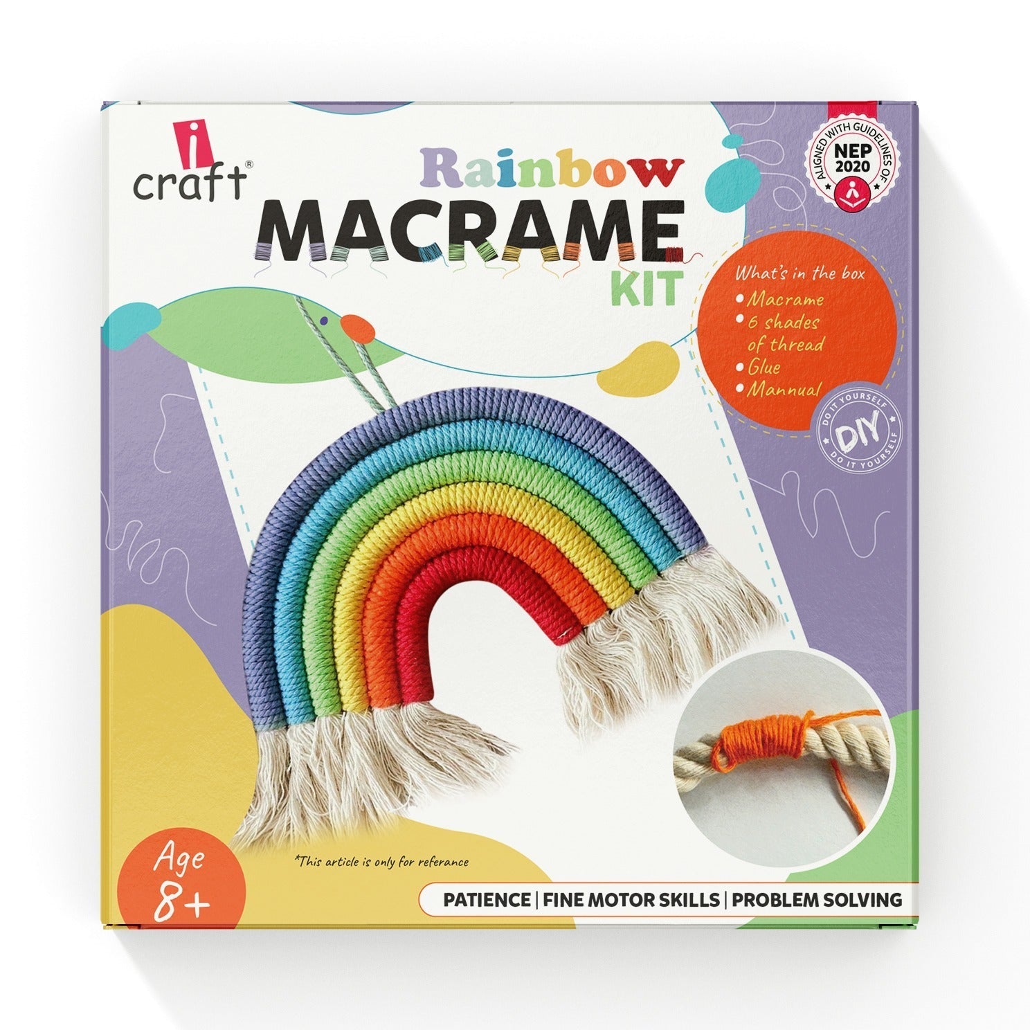 iCraft Rainbow Macrame Wall Hanging Kit for Kids & Beginners iCraft