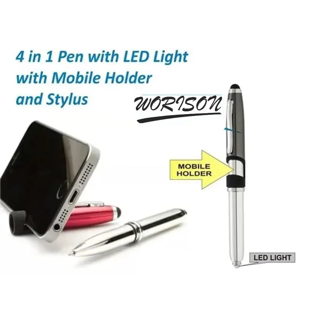 Worison Multifunction Metal Pen set of 4 with Mobile Holder