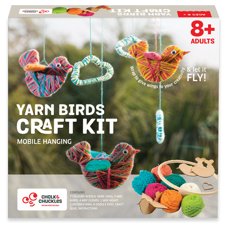 Chalk And Chuckles DIY Yarn Birds Hanging Craft Kit for Kids and Adults Canvazo