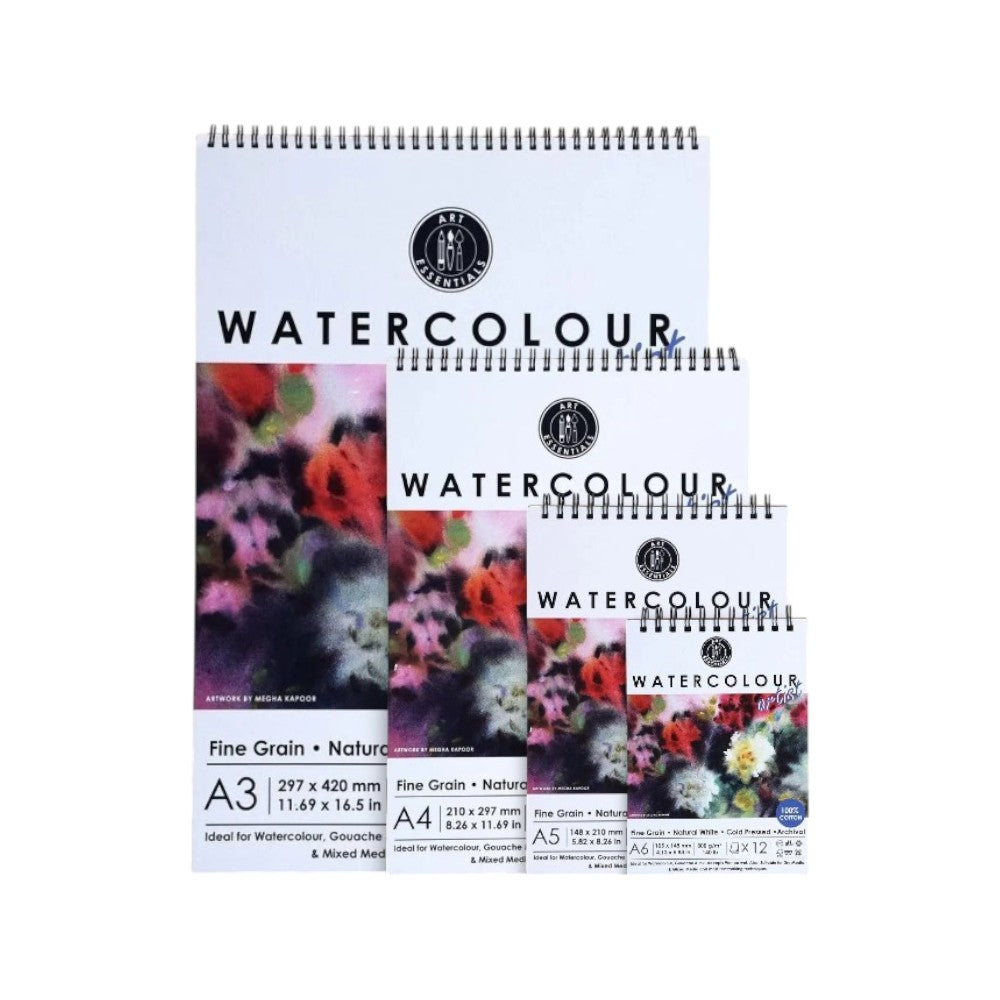 Art Essentials 100% Cold Press Watercolour 300gsm 12sheet - Spiral Pad
