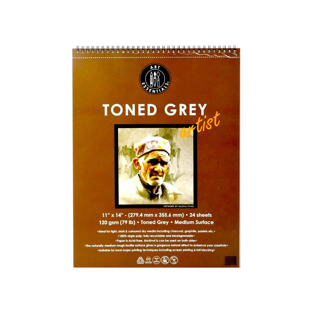 Art Essentials Toned Grey Artist Sketching Paper Medium Surface ,120 GSM- Spiral Pad Art Essentials