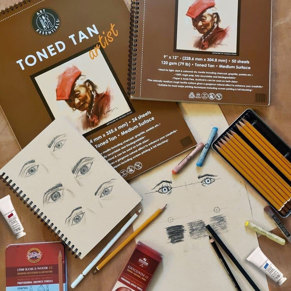 Art Essentials Toned Tan Sketching Paper - 120gsm PolyPack