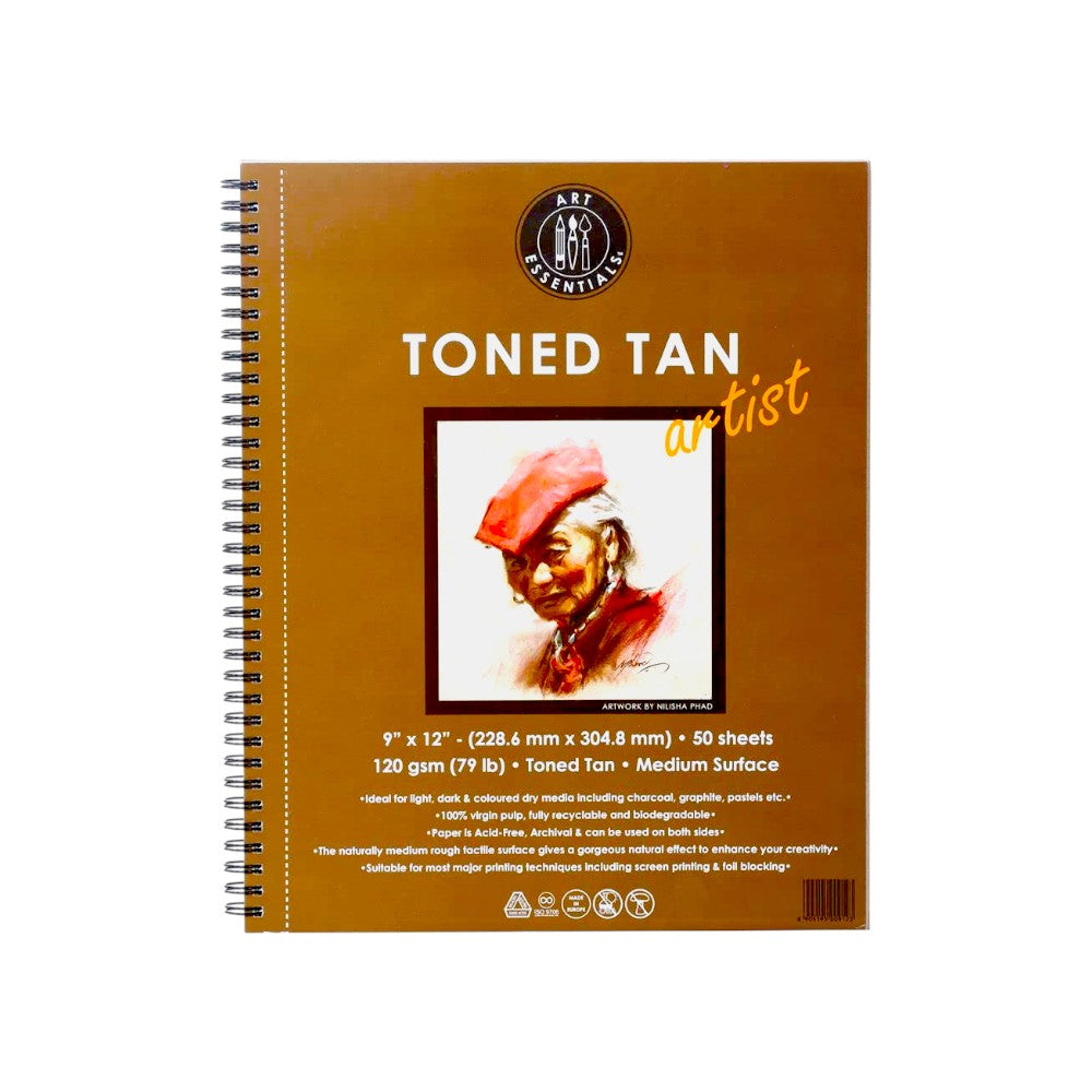 Art Essentials Toned Tan Artist Sketching Paper Medium Surface ,120 GSM-Spiral Pad Art Essentials