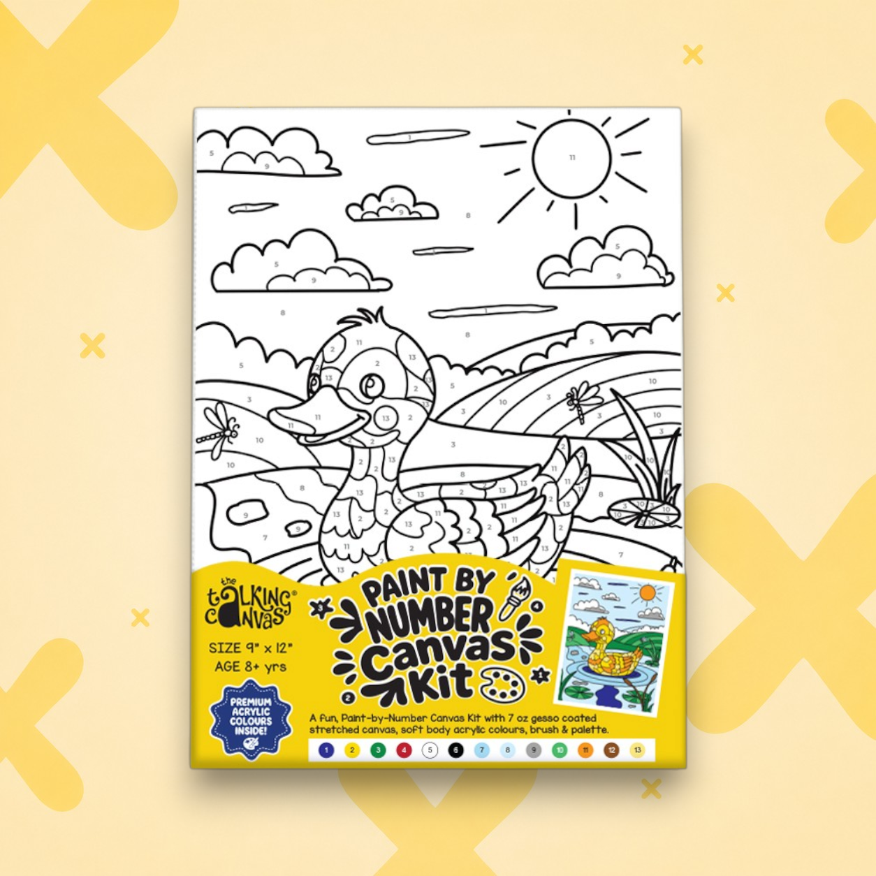 Paint by Numbers Canvas Kit for Kids 9x12 Inch - Baby Duck - baby duck kit 9x12 apolix front