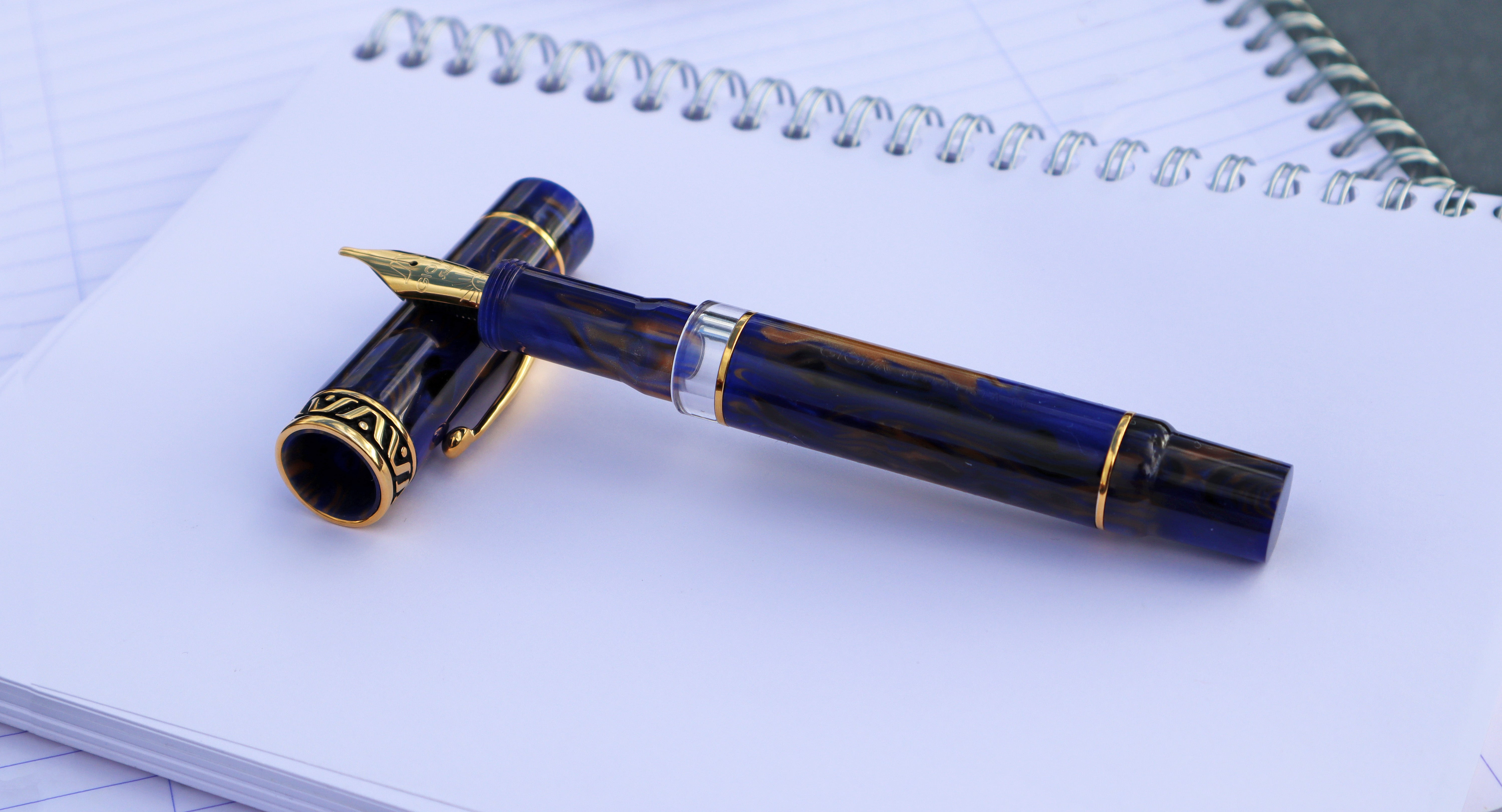 Gioia | Fountain Pen | Bellevista | Crepuscolo | Blue-Brown | Gold Trims Gioia