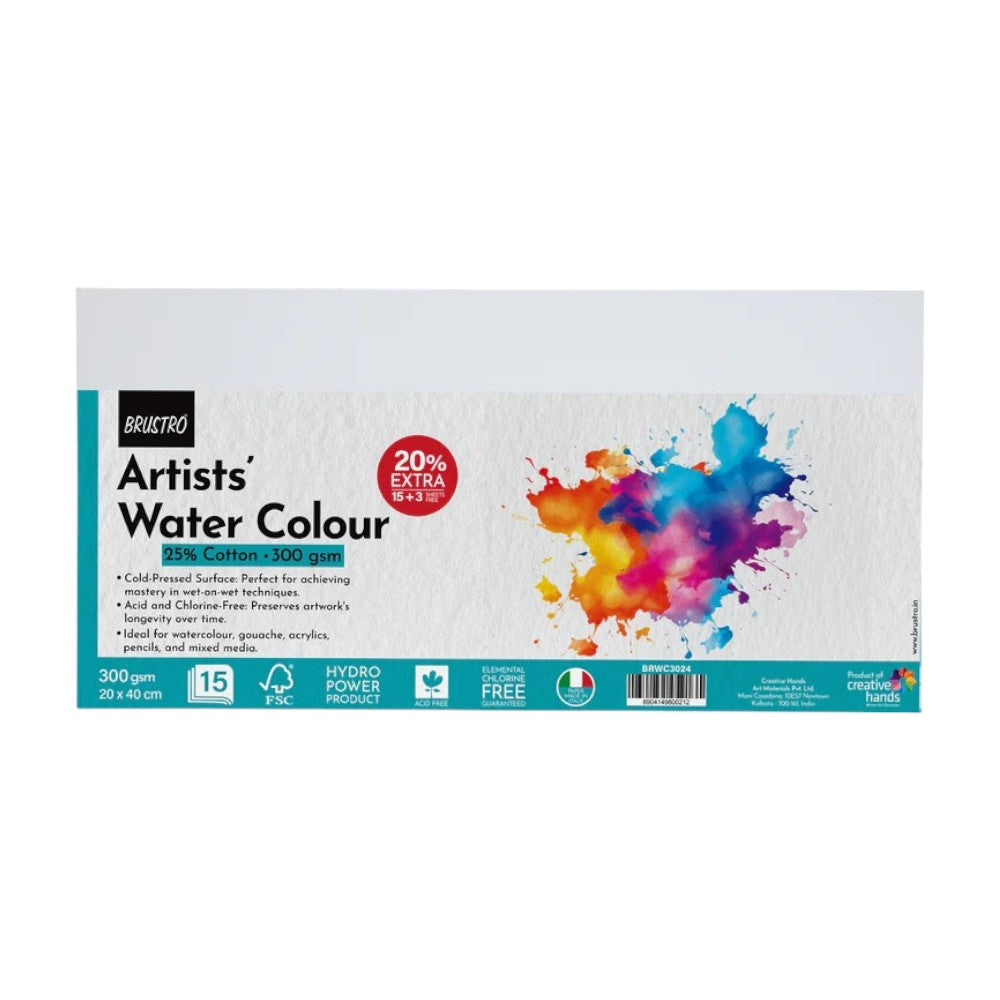 Brustro Artists 25% Cotton Watercolour Paper - 300 GSM - Cold Pressed