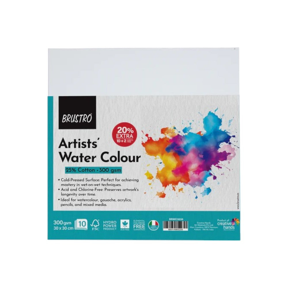Brustro Artists 25% Cotton Watercolour Paper - 300 GSM - Cold Pressed