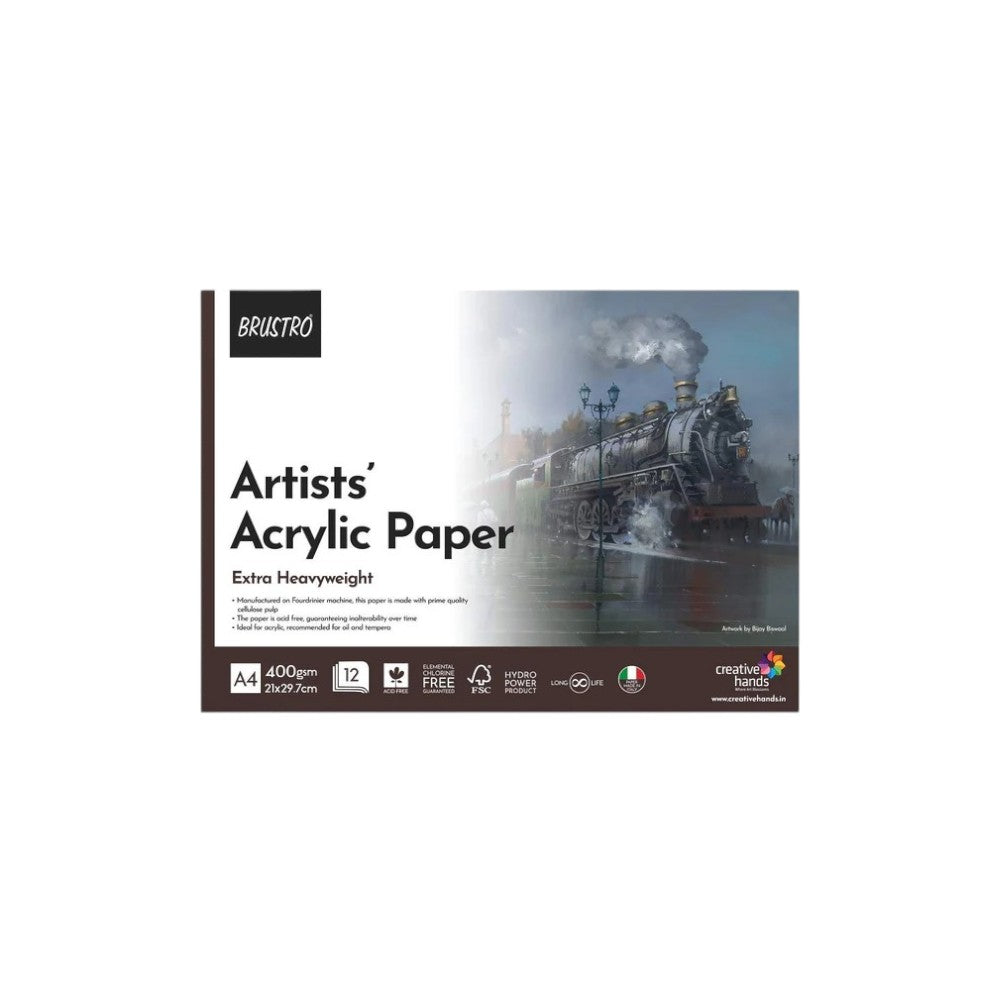 Front view of Brustro Acrylic Paper Pad A4 - 400 GSM Cold Pressed