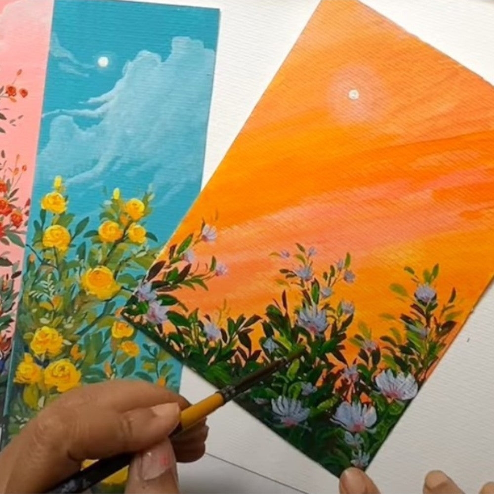 Close-up of textured art on cold pressed surface of Brustro Acrylic Paper