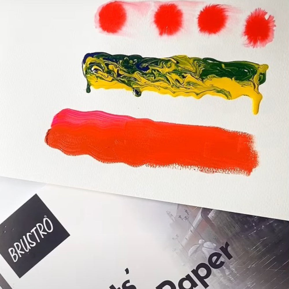 Close-up of textured paints on cold pressed surface of Brustro Acrylic Paper