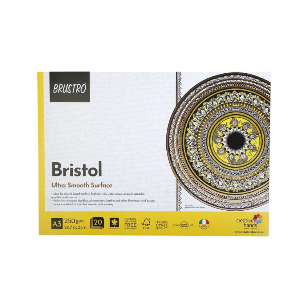 Brustro Bristol Paper Pad - Ultra Smooth - Glued - 250 GSM