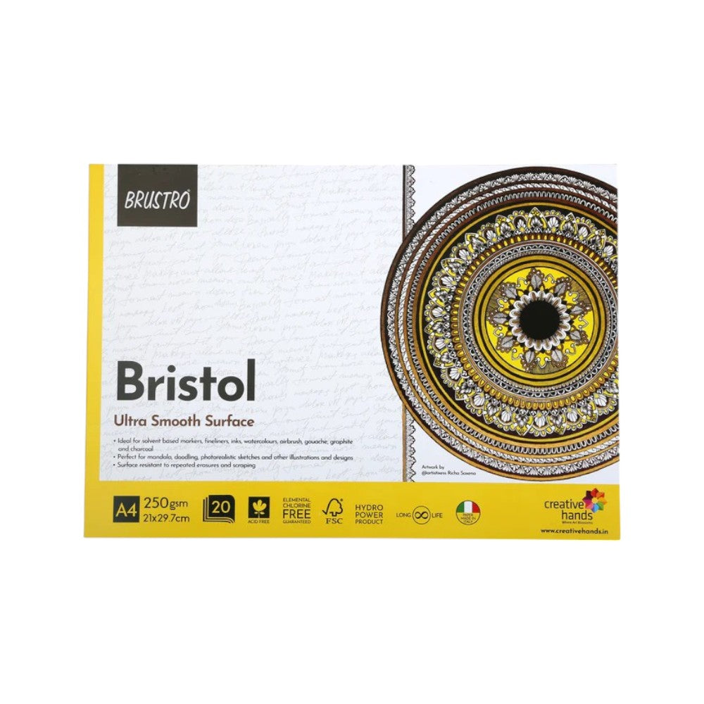 Brustro Bristol Paper Pad - Ultra Smooth - Glued - 250 GSM