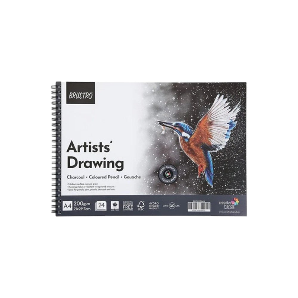 Front view of Brustro Artist Drawing Wiro Pad A4 - 200 GSM
