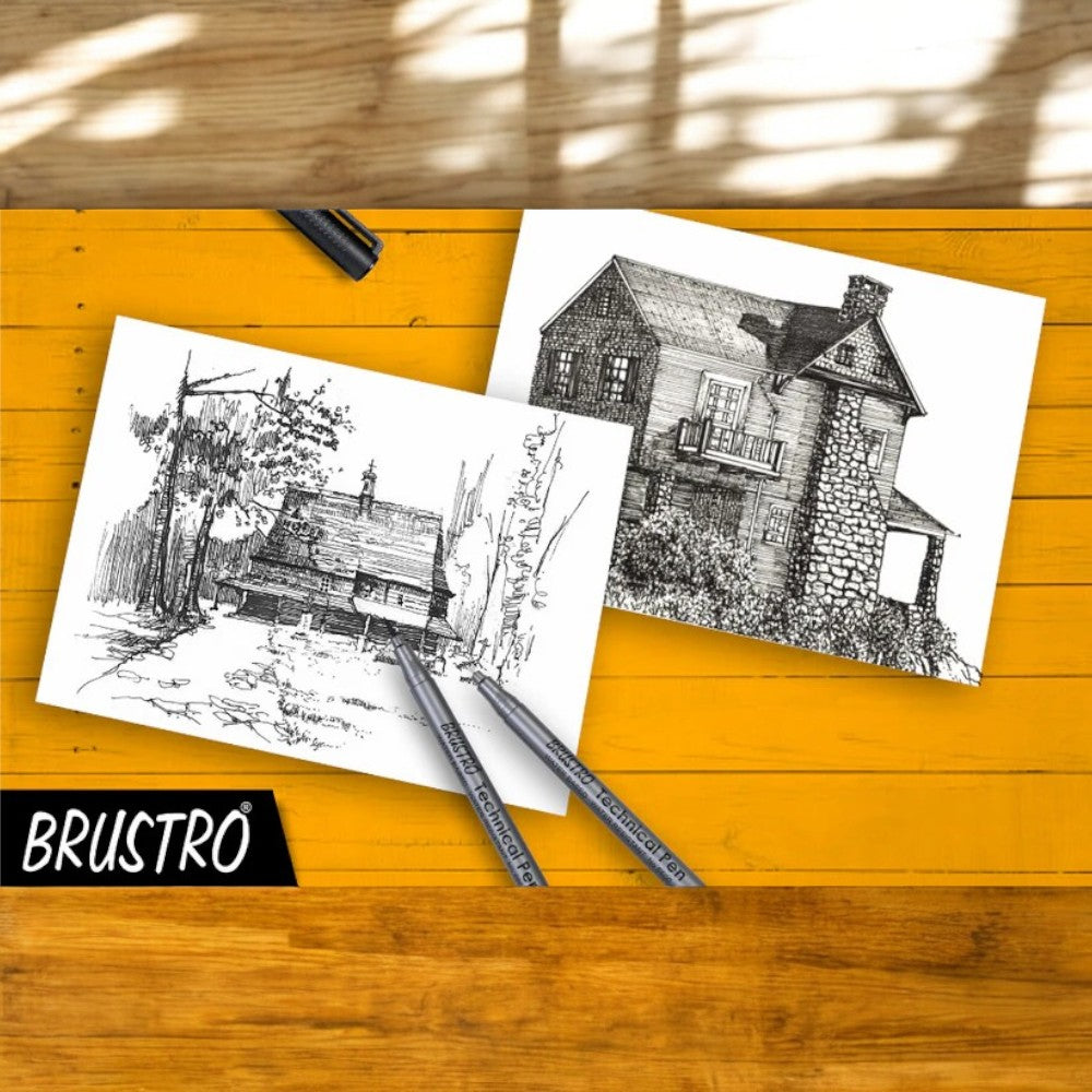 Brustro Fineliner Technical Pen Set - Set of 6 - 0.05mm to 0.8mm