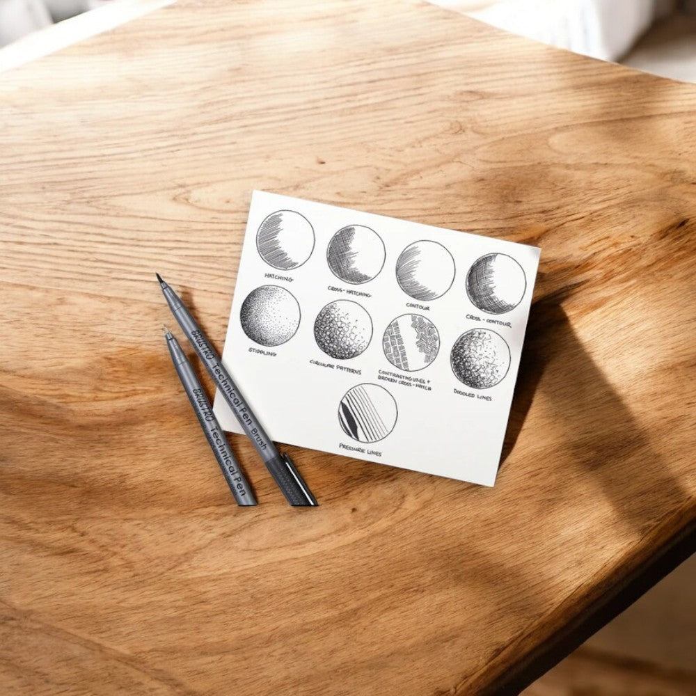 Brustro Fineliner Technical Pen Set - Set of 6 - 0.05mm to 0.8mm