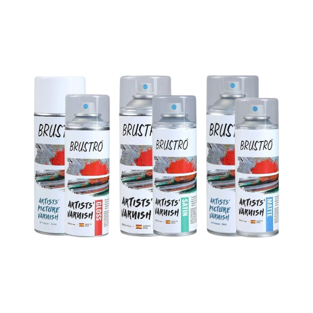 Brustro Varnish Spray Cans - Gloss, Matte, Satin Finishes - 200ml and 400ml Front View