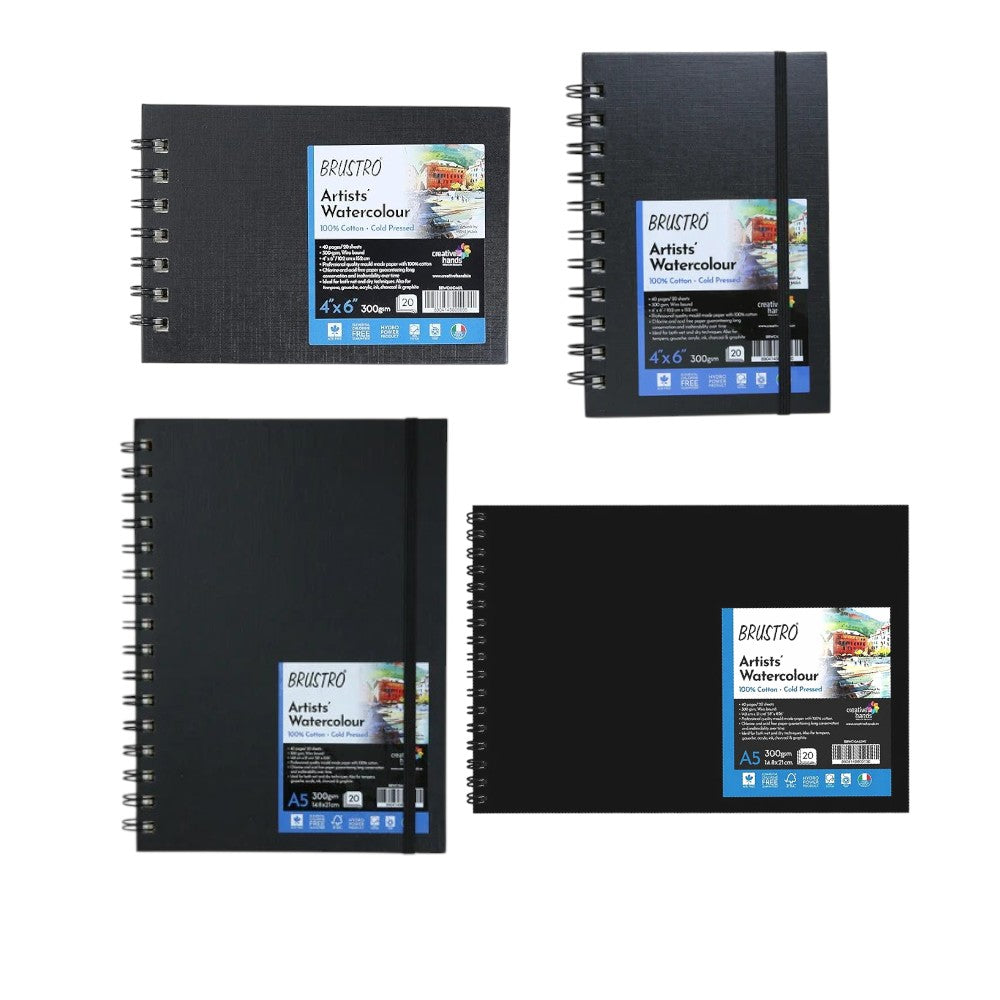 Brustro 100% Cotton Watercolour Journal - 300 GSM - Wiro Bound