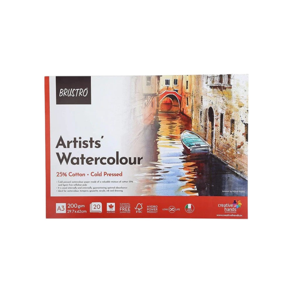 Brustro Watercolour Pad - 25% Cotton - Cold Pressed - 200/300 GSM