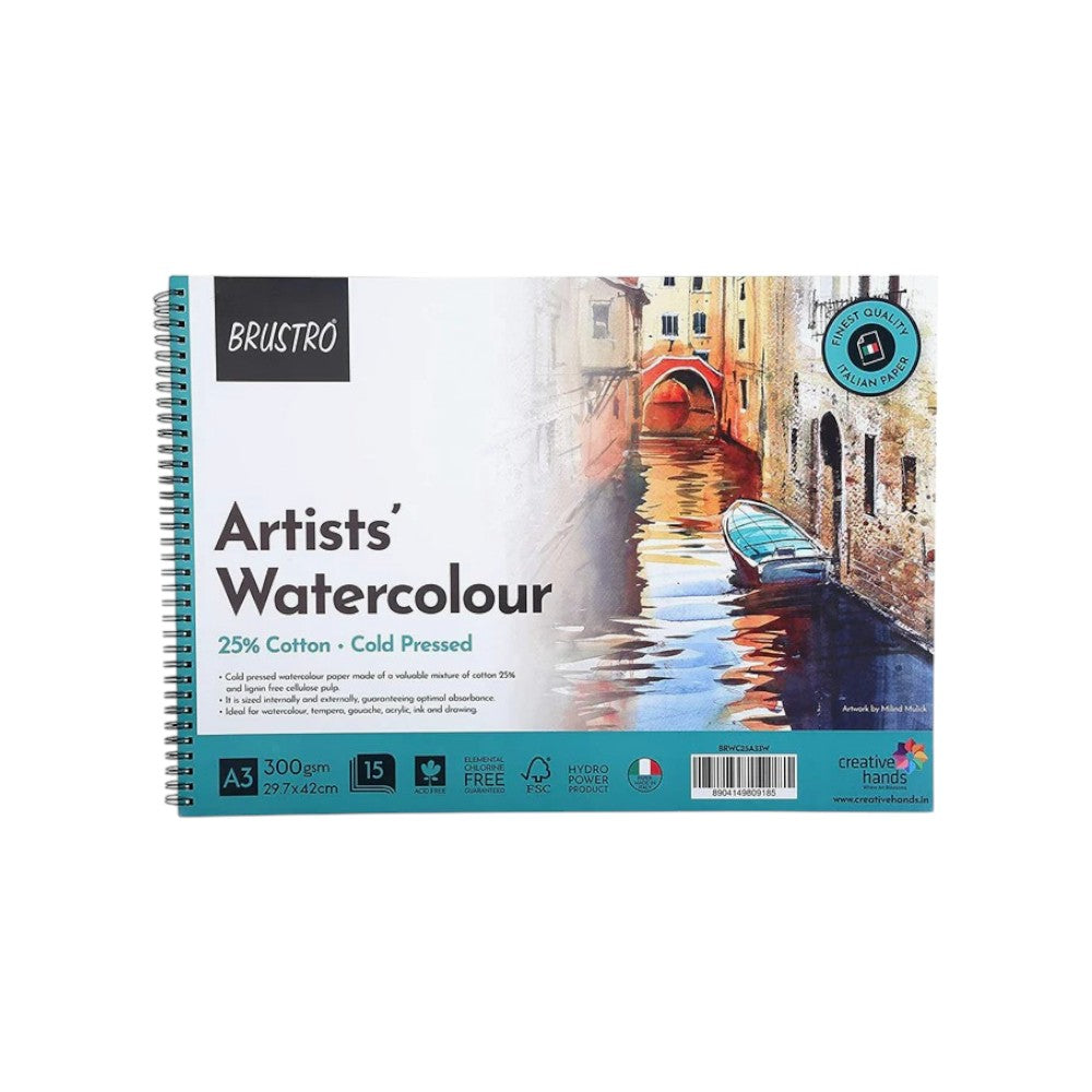 Brustro Watercolour Pad - 25% Cotton - Cold Pressed - 200/300 GSM