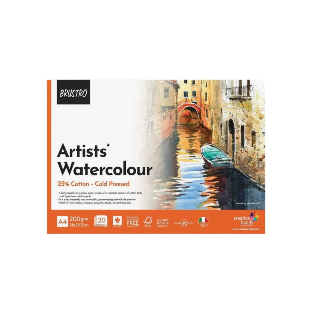 Brustro Watercolour Pad - 25% Cotton - Cold Pressed - 200/300 GSM