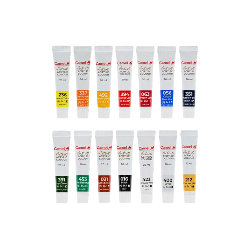 Camel Artist Acrylic Colours Assorted Sets - Multiple Sizes