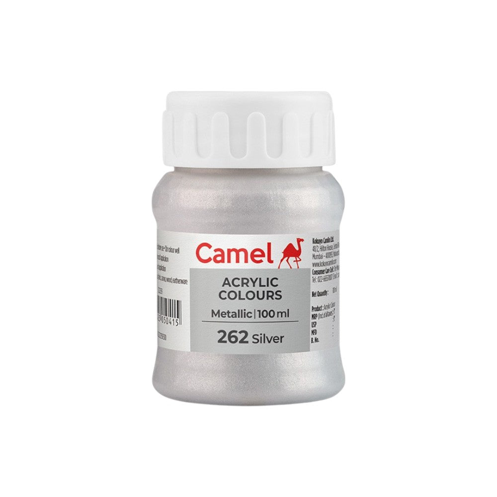 Camel Fabrica Metallic Acrylic Colours (Loose Colours) 100ml - Metallic Silver