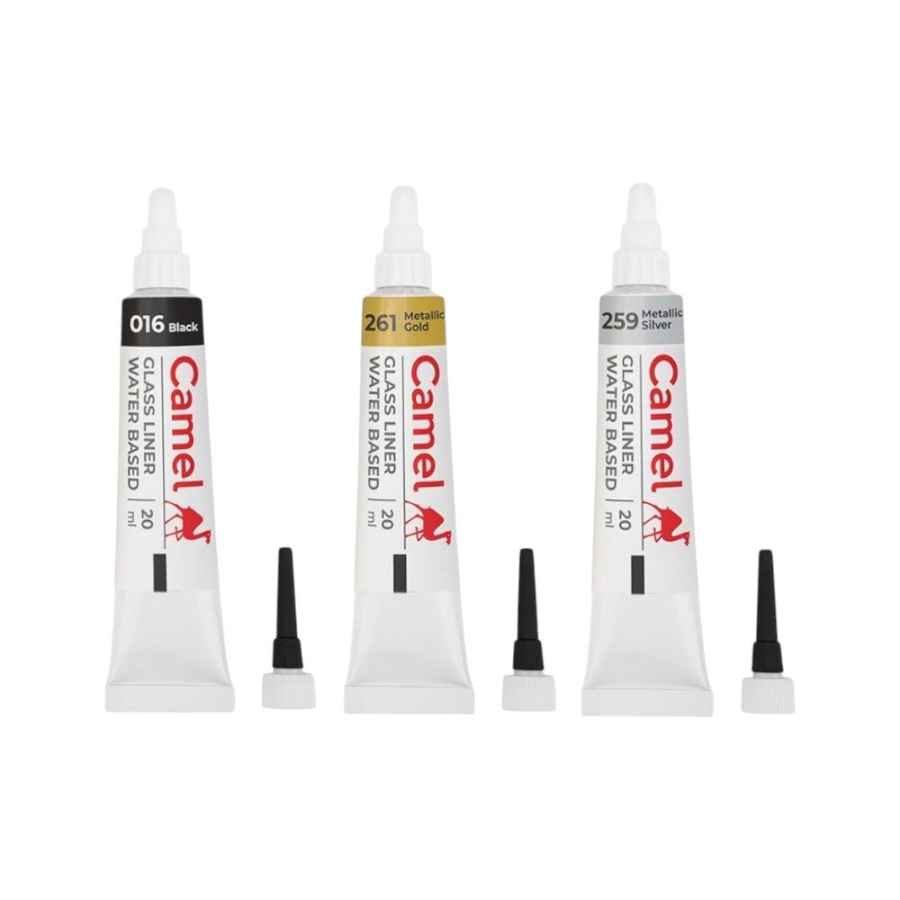 Camel Glass Liner - 20ml - Water-Based Outliner for Glass Painting