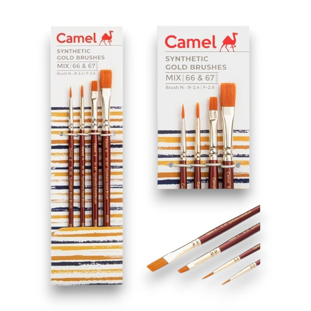 Camel Series 66 & 67 Synthetic Gold Mix Brush Set Camel