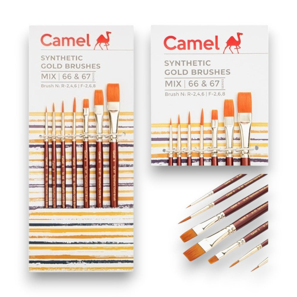 Camel Series 66 & 67 Synthetic Gold Mix Brush Set Camel