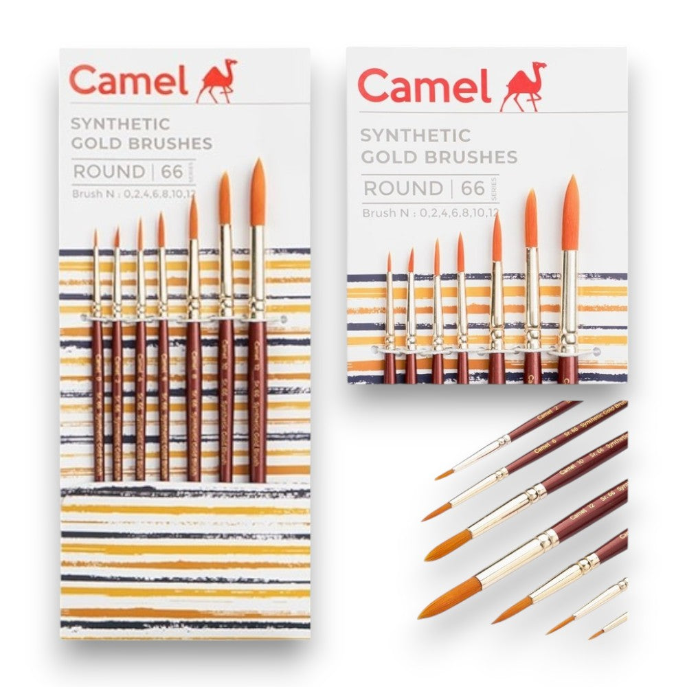 Camel Camlin Series 66 Synthetic Gold Round Brush Set Camel