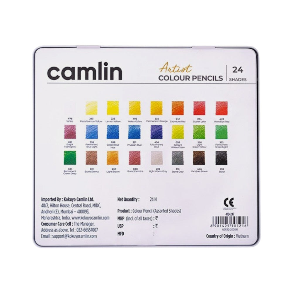 Camlin Artist Colour Pencils - 24 & 72 Shades - Wax-Based Sets
