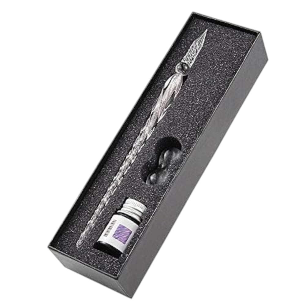 Canvazo Glass Dipping Pen Set - Vintage Crystal Pen with Ink