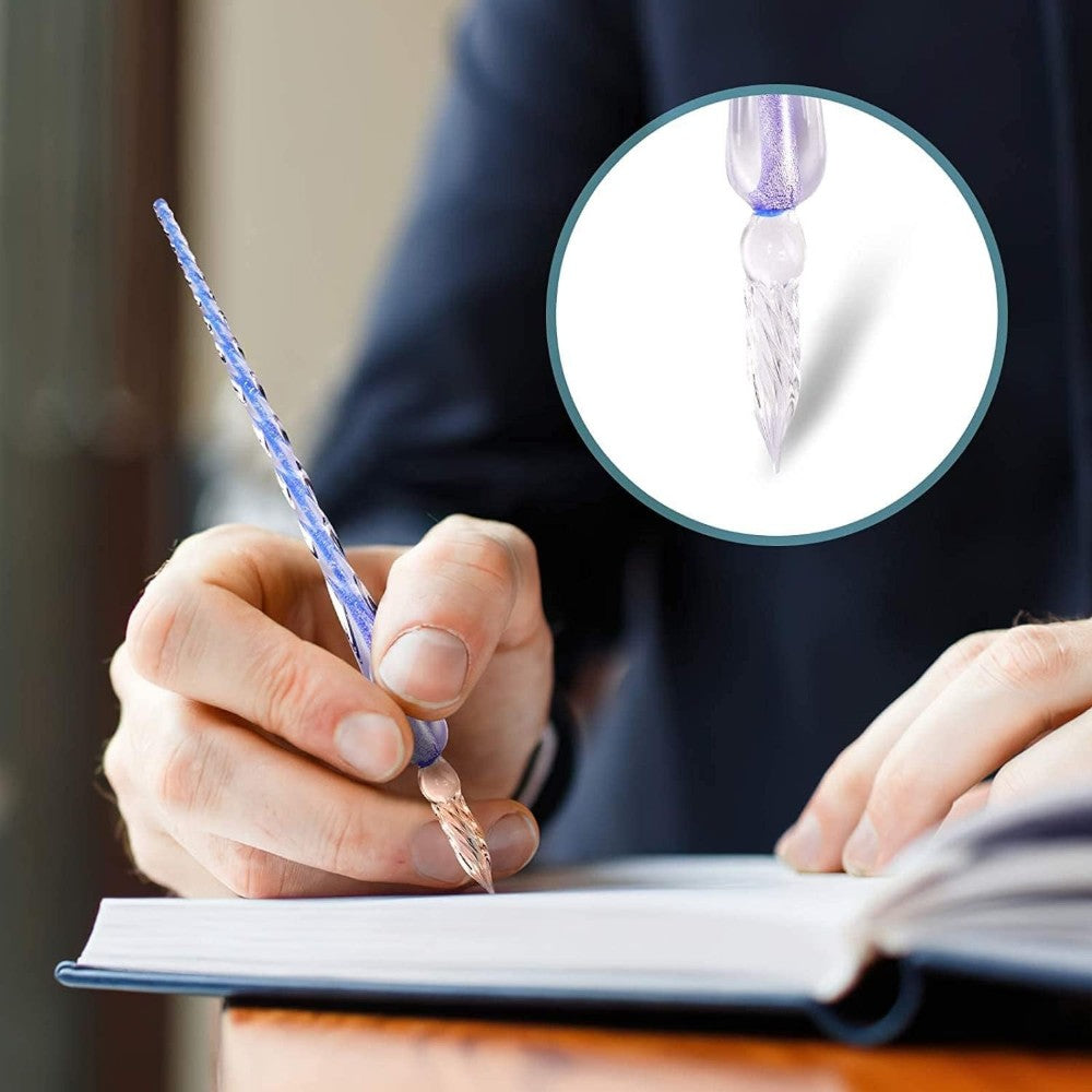 Canvazo Glass Dipping Pen Set - Vintage Crystal Pen with Ink