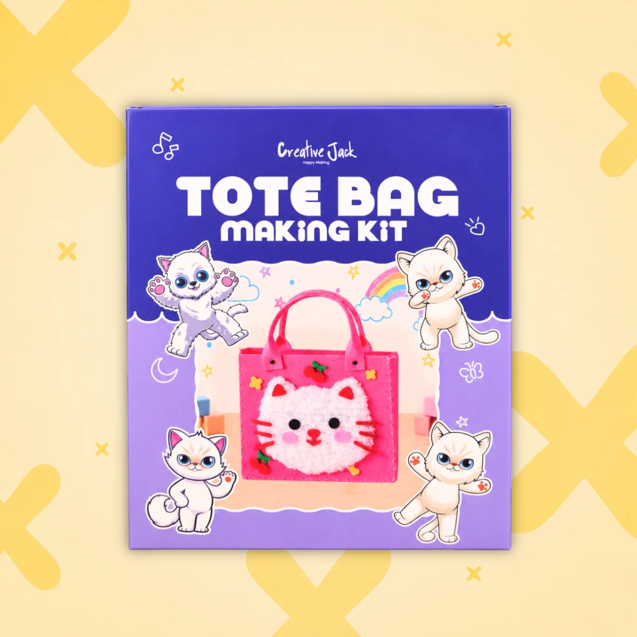 DIY Felt Tote Bag Making Kit for Kids - cat tote bag making kit apolix front