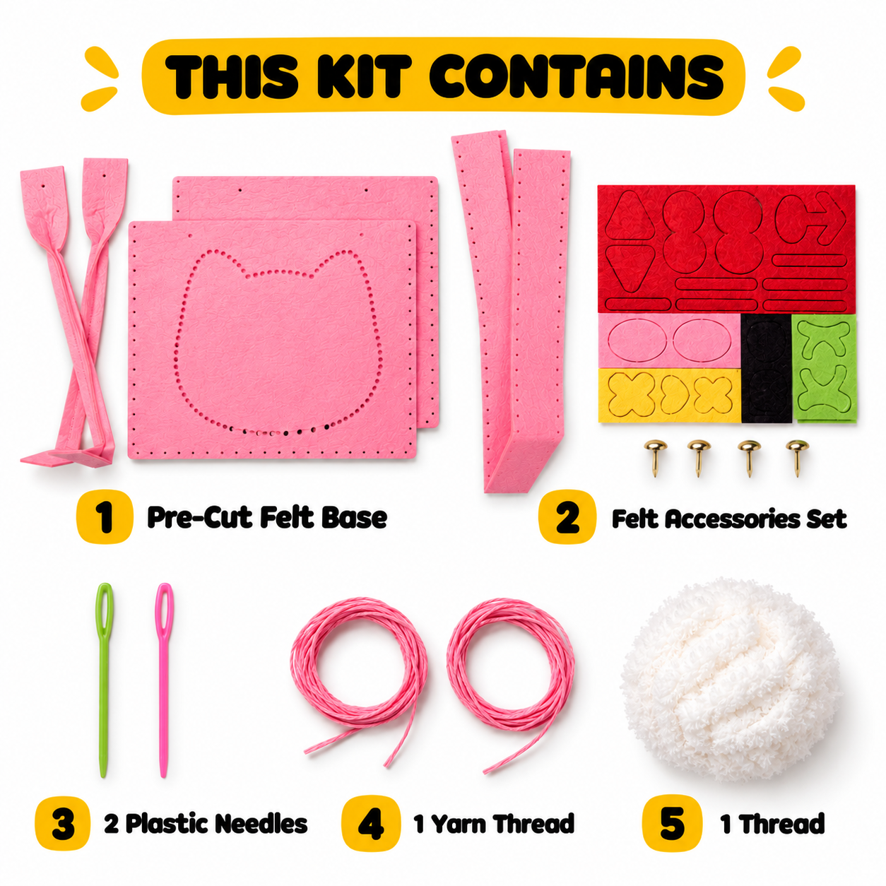 DIY Felt Tote Bag Making Kit for Kids - cat tote bag making kit this kit contains