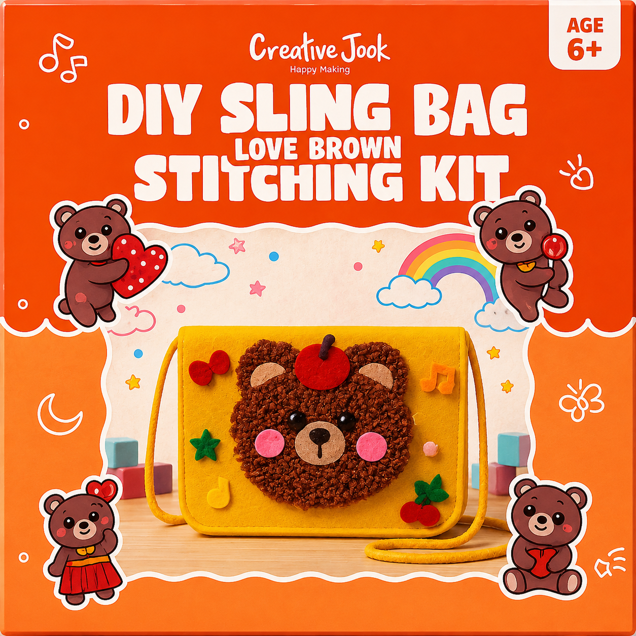 Sling Bag Stitching Kit for Kids - cj sling bag stitching kit love brown 6 variant