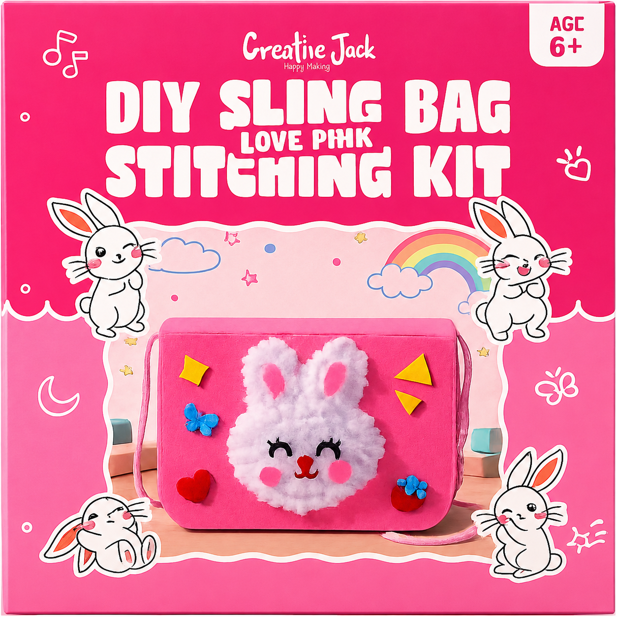 Sling Bag Stitching Kit for Kids - cj sling bag stitching kit love pink 6 variant