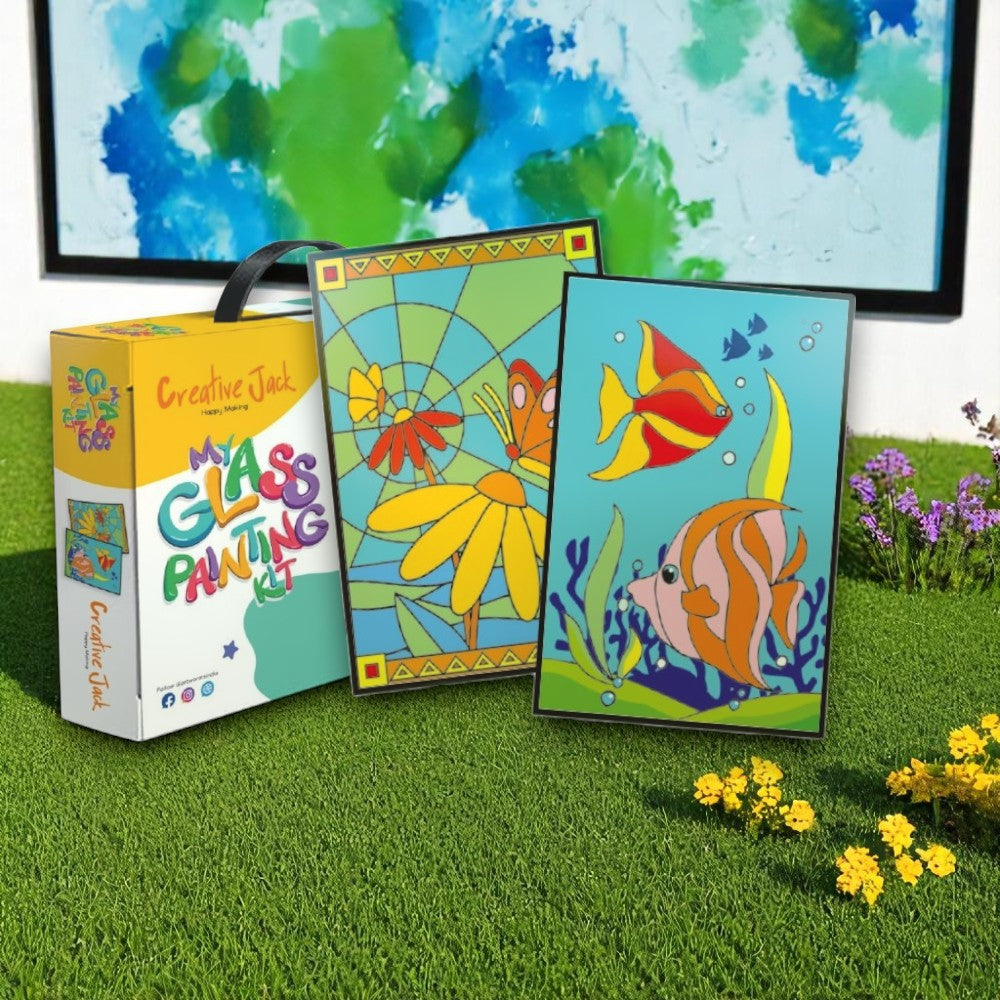 Creative Jack My Glass Painting Kit - Kids 6+ Age - Fish & Butterfly