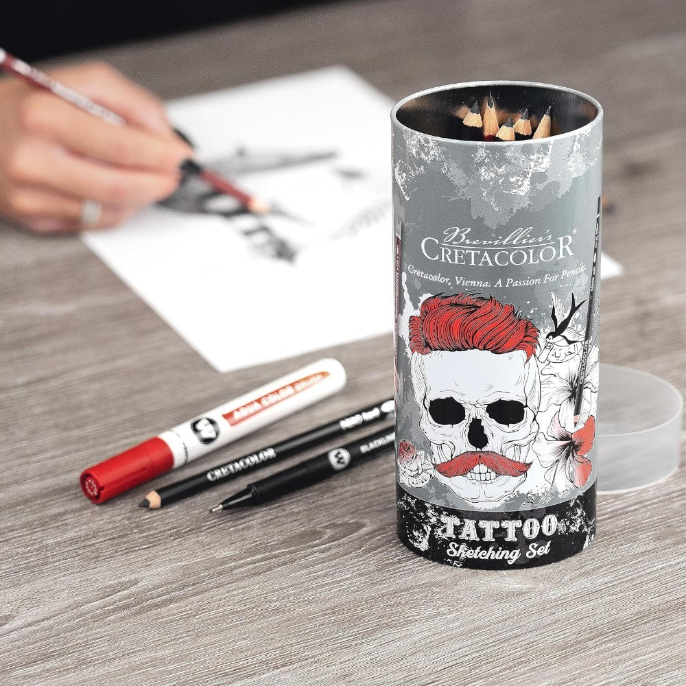 Cretacolor Tattoo Sketching Cylinder Tin Set of 14