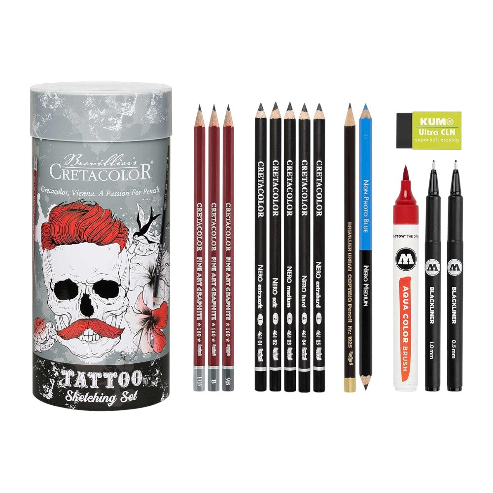 Cretacolor Tattoo Sketching Cylinder Tin Set of 14