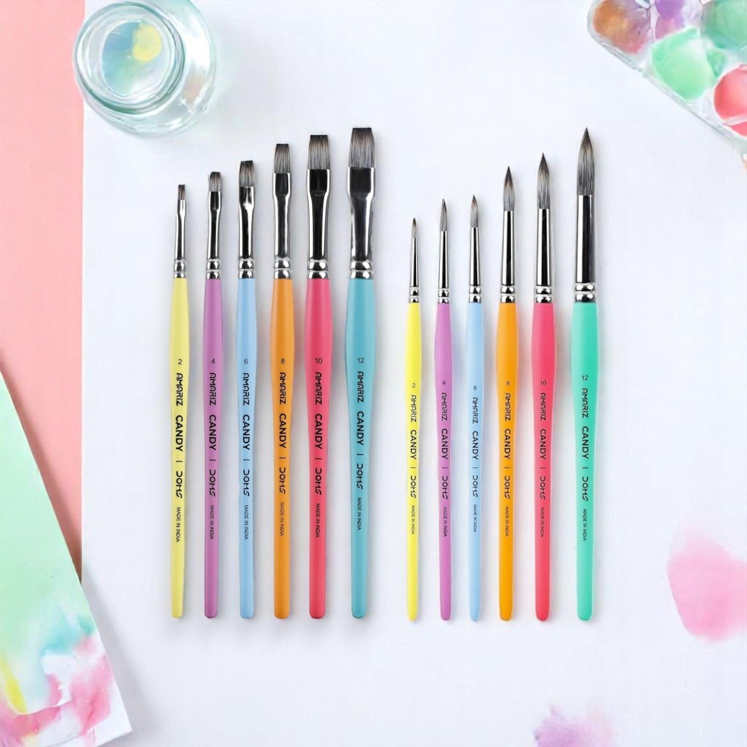 Doms Amariz Candy Brush Set of 6 - Flat & Round Options