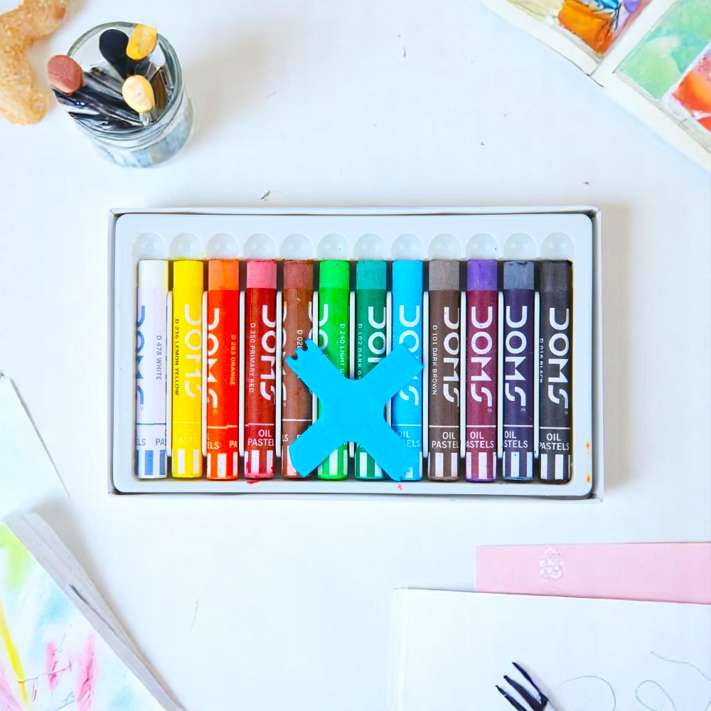Doms Oil Pastels 12 Shades with Scraping Tool