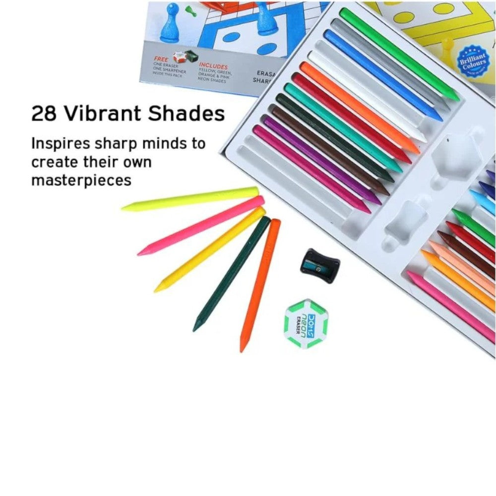 Doms Plastic Crayons 28 Shades - Erasable & Sharpenable