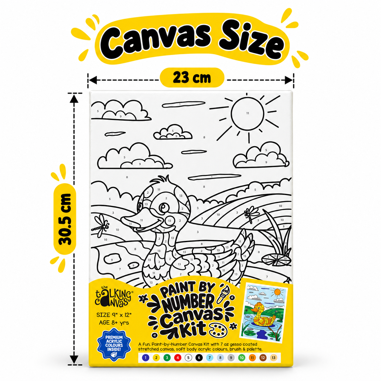 Paint by Numbers Canvas Kit for Kids 9x12 Inch - duck kit 9x12 canvas size