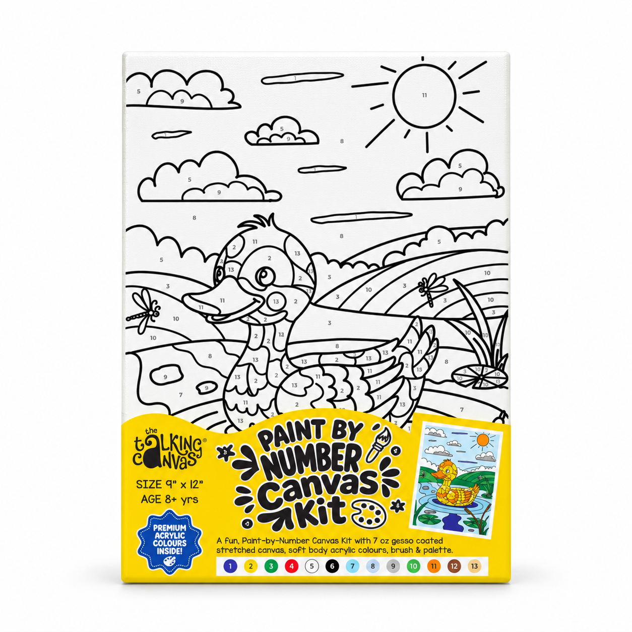 Paint by Numbers Canvas Kit for Kids 9x12 Inch - duck kit 9x12 front
