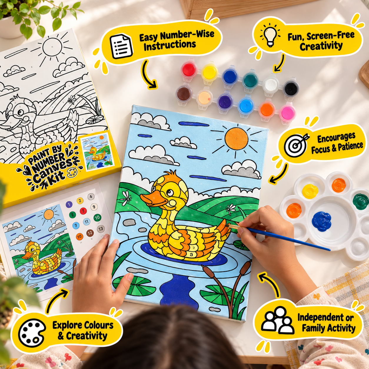 Paint by Numbers Canvas Kit for Kids 9x12 Inch - duck kit 9x12 lifestyle