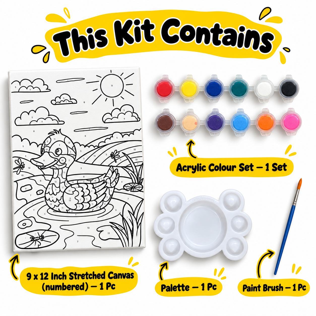 Paint by Numbers Canvas Kit for Kids 9x12 Inch - duck kit 9x12 this kit contains